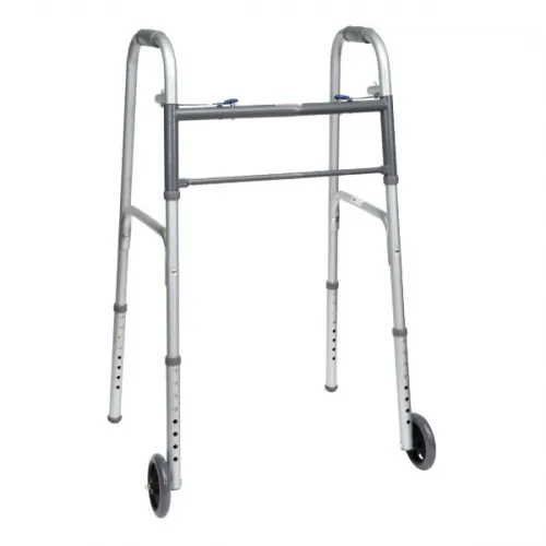 Professional Medical Imports (Pmi) - WKSAW2B - Probasics Economy Two-Button Steel Walker With 5" Wheels, Adult.