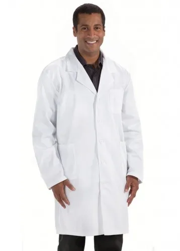 Prestige Medical - 5710 - Healthcare Apparel - Designed With Comfort In Mind, Our Long Length Lab Coats Have A Generous Fit For Ease Of Movement. Features A Chest Pocket, Two Patch Pockets And Side Openings For Easy Pant Access. Available In White.
