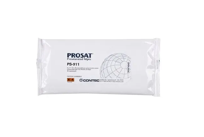 Contec - PS-911 - PROSAT PROSAT Surface Disinfectant Cleaner Premoistened Cleanroom Manual Pull Wipe 30 Count Pouch Alcohol Scent NonSterile
