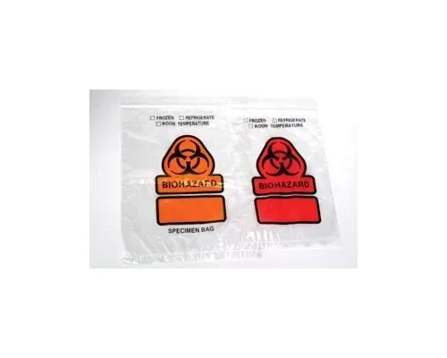 RD Plastics - Q368 - Specimen Transport Bag 12 X 15 Inch Zip Closure Biohazard Symbol / Cytology NonSterile