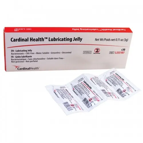 Cardinal Health - Med - 33107 - Cardinal Health Lubricating Jelly, 3 g Foil Packets, Sterile, Water Soluble, Nongreasy.