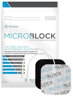 Richmar Naimco - MicroBlock - From: 400-852-MIC To: 400-881-MIC - Corp  Antimicrobial Electrodes, 3&#148; x 5" White Cloth. 2/pk, 10 pks/bg, 1 bg/cs. US Sales only.