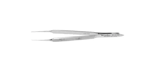 Integra Lifesciences - MeisterHand - MH18-948 -  Micro Suture Forceps  McPherson 3 1/2 Inch Length Surgical Grade German Stainless Steel NonSterile NonLocking Thumb Handle Straight Smooth Tips with Tying Platform