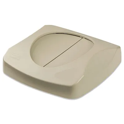 Rubrmdcomm - From: RCP268988BG To: RCP268988BK  Swing Top Lid For Untouchable Recycling Center, 16" Square, Beige