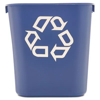 Rubrmdcomm - RCP295573BE - Small Deskside Recycling Container, Rectangular, Plastic, 13.63 Qt, Blue 