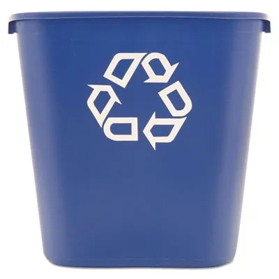Rubrmdcomm - RCP295673BE - Medium Deskside Recycling Container, Rectangular, Plastic, 28.13 Qt, Blue 