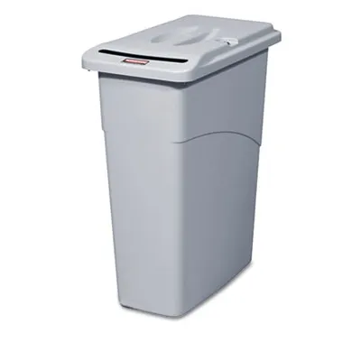 Rubrmdcomm - RCP9W15LGY - Slim Jim Confidential Document Receptacle With Lid, Rectangle, 23 Gal, Light Gray 