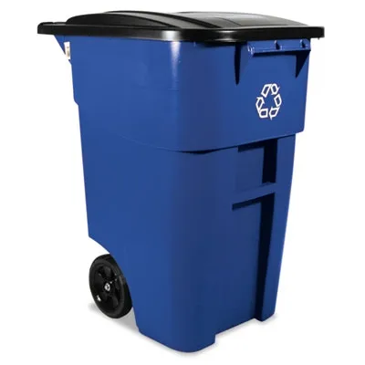 Rubrmdcomm - RCP9W2773BLU - Brute Recycling Rollout Container, Square, 50 Gal, Blue