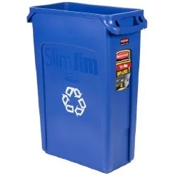 Rubrmdcomm - From: RCP354007BE To: RCP354007GN  Slim Jim Recycling Container With Venting Channels, Plastic, 23 Gal, Blue