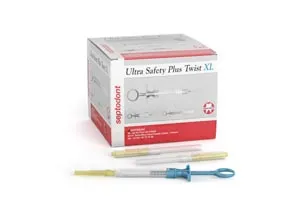 Septodont - From: 01N4472 To: 01N4572 - Ultra Safety Plus Twist XL Sterile Needles 27G Long  Yellow  100 box plus 1 syringe handle