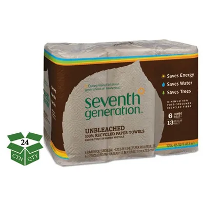 Seventhgen - From: SEV13720CT To: SEV13737PK  Natural Unbleached 100% Recycled Paper Towel Rolls,11 X 9,120 Sheets/Rl,30 Rl/Ct