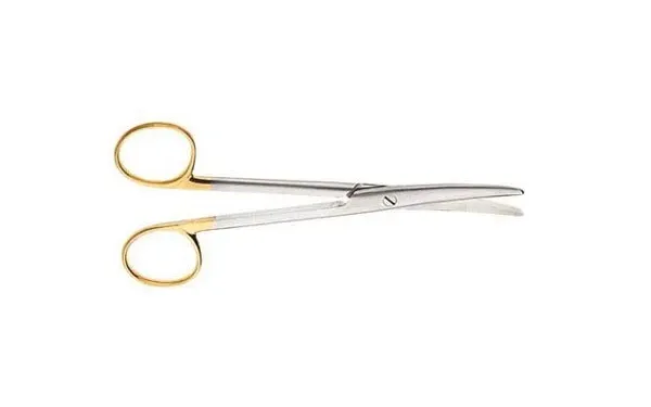 V. Mueller - Vital - SU1814-002 - Dissecting Scissors Vital Mayo 6-3/4 Inch Length Surgical Grade Stainless Steel / Tungsten Carbide Finger Ring Handle Curved Sharp Tip / Sharp Tip