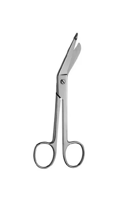 V. Mueller - SU2007 - Bandage Scissors Lister 7-1/4 Inch Length Surgical Grade Finger Ring Handle Angled Blunt Tip / Blunt Tip