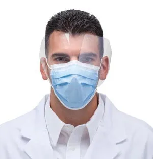 Sultan Healthcare - 20328 - High Filtration Ear Loop Mask with Face Shield Blue 25 bx Item on Manufacturer Backorder