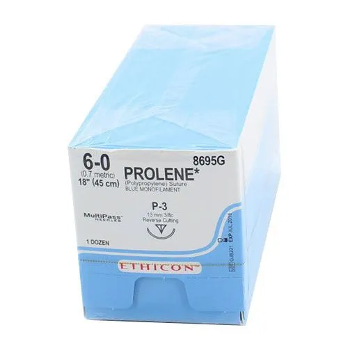 Surgical Specialties - J1077NS - Polypropylene Suture, Blue Monofilament, Precision Reverse Cutting, 3/8 Circle