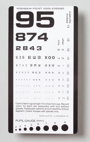 Tech-Med Services - 3053 - Pocket Eye Chart, Use at Provides 20/800 Distance, Laminated Plastic