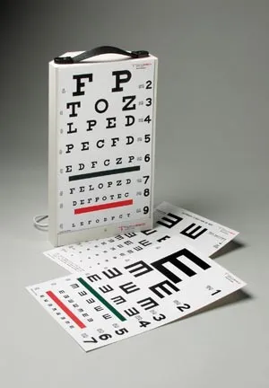 Tech-Med Services - 3060 - Illuminated Eye Test Cabinet, Baked Enamel Finish, Handle & Power Cord, Includes 1 ea Illuminated Eye Charts