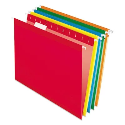 Topsbusfms - PFX415215ASST - Colored Reinforced Hanging Folders, Letter Size, 1/5-cut Tab, Assorted, 25/box 