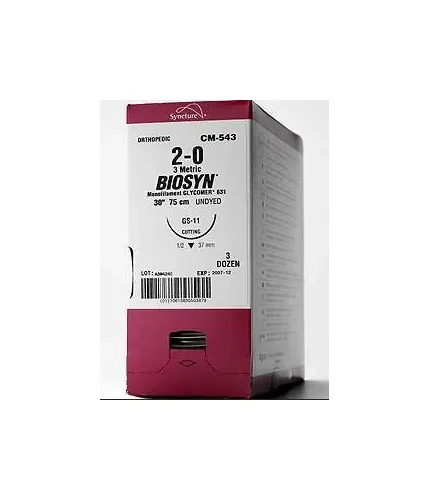 Medtronic MITG - Biosyn - UM-986 - Absorbable Suture With Needle Biosyn Polyester Cv-22 1/2 Circle Taper Point Needle Size 6 - 0 Monofilament