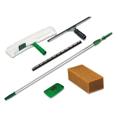 Unger - UNGPWK00 - Pro Window Cleaning Kit W/8Ft Pole, Scrubber, Squeegee, Scraper, Sponge