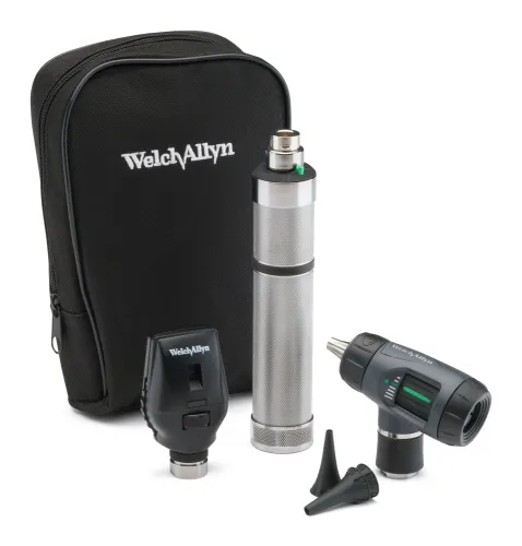 Welch Allyn - From: 97100-MPC To: 97100-MPS  3.5 Diagnostic Set Includes: PanOptic Ophthalmoscope, Throat Illuminator, Convertible Rechargeable Handle in Hard Case