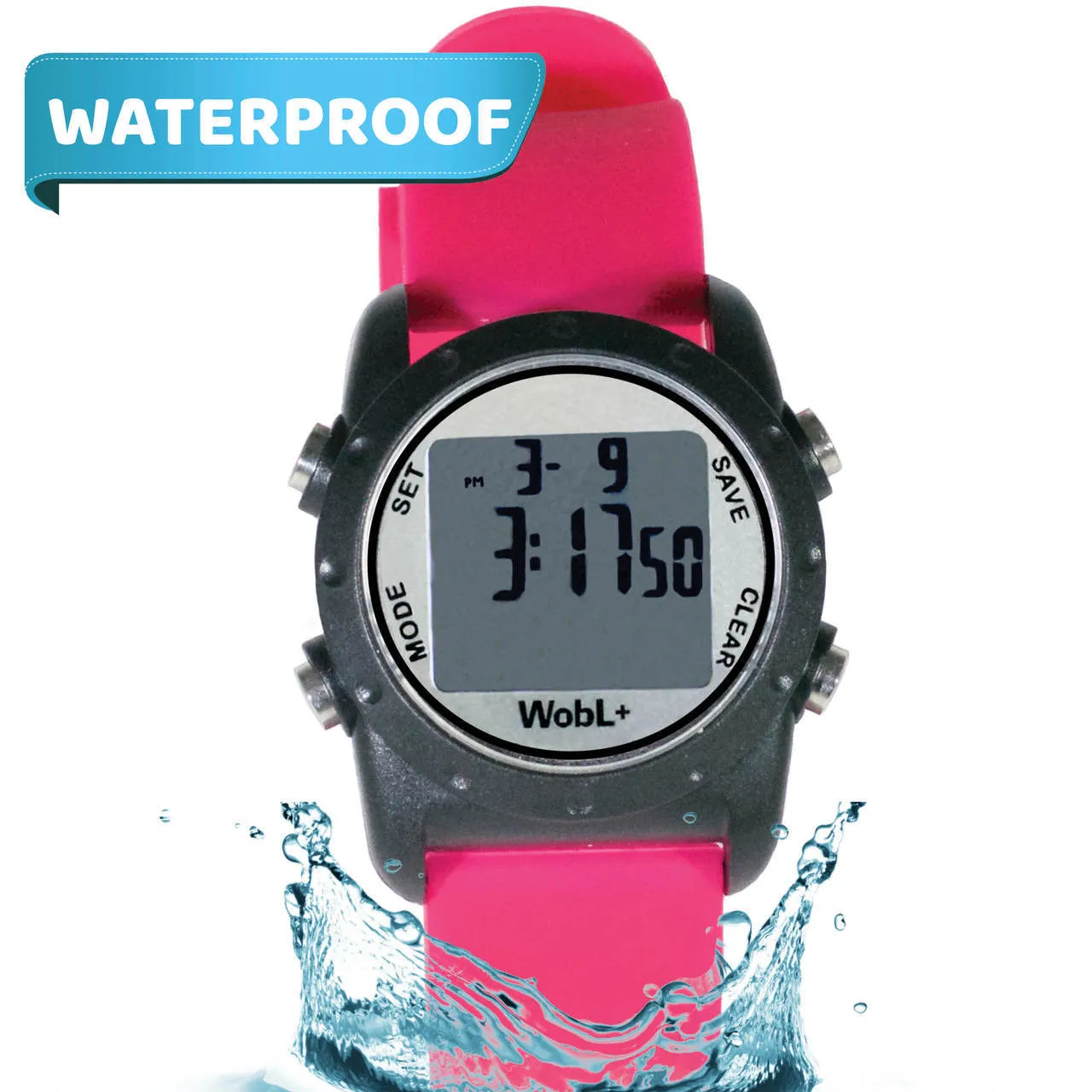 Wobl Watch - From: WOBL+BK To: WOBL+PK  Wobl+ Waterproof Vibrating Watch